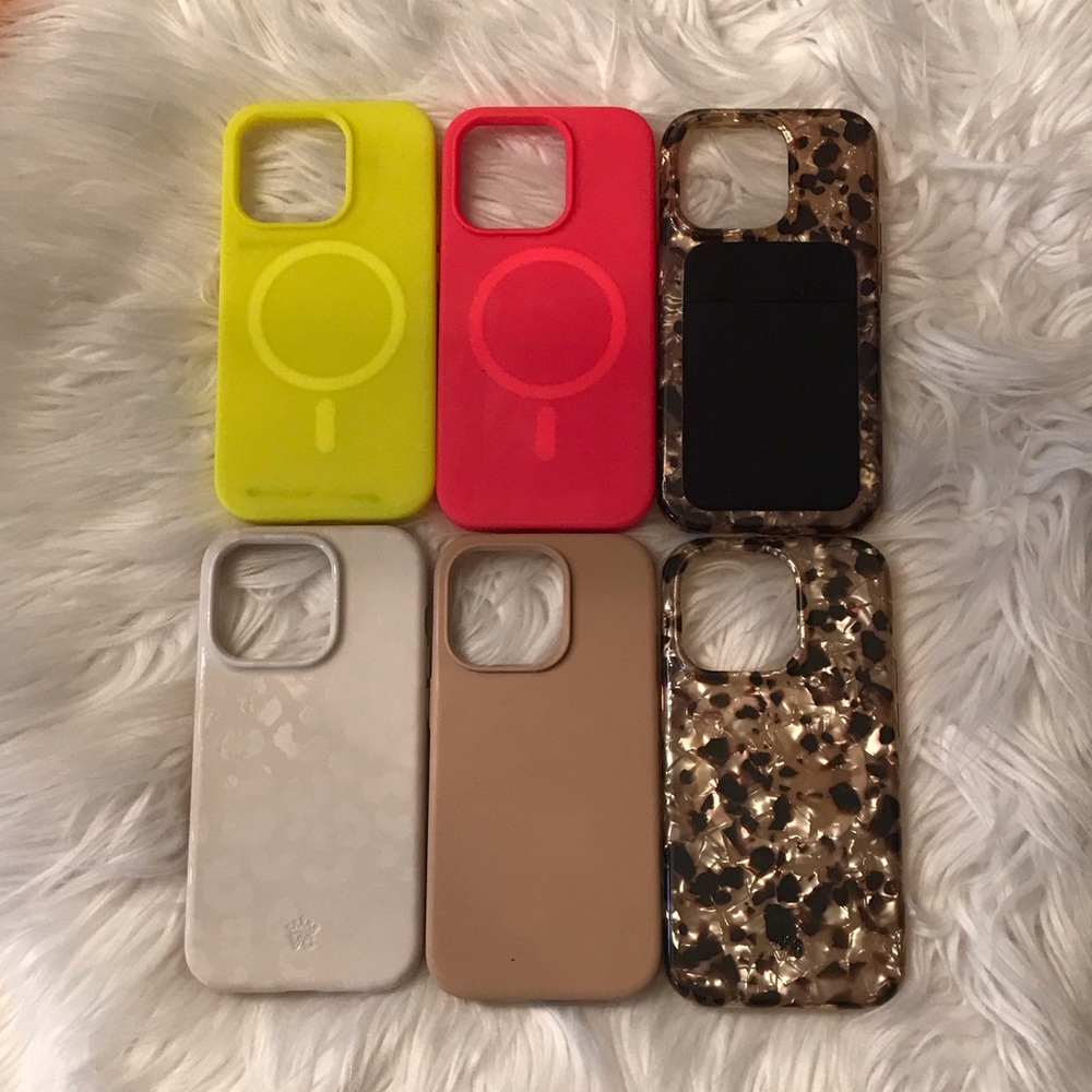 Stylish Phone Case Set for IPhone 14 Pro - Yellow, Red, Tan, Brown